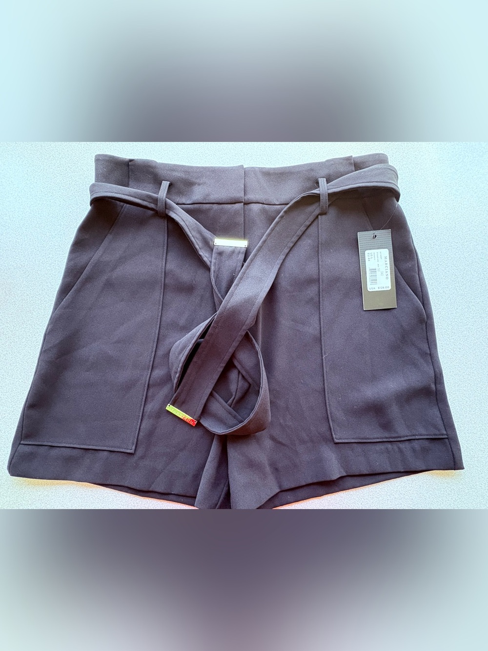 Marciano High-Waist Belted Black Shorts